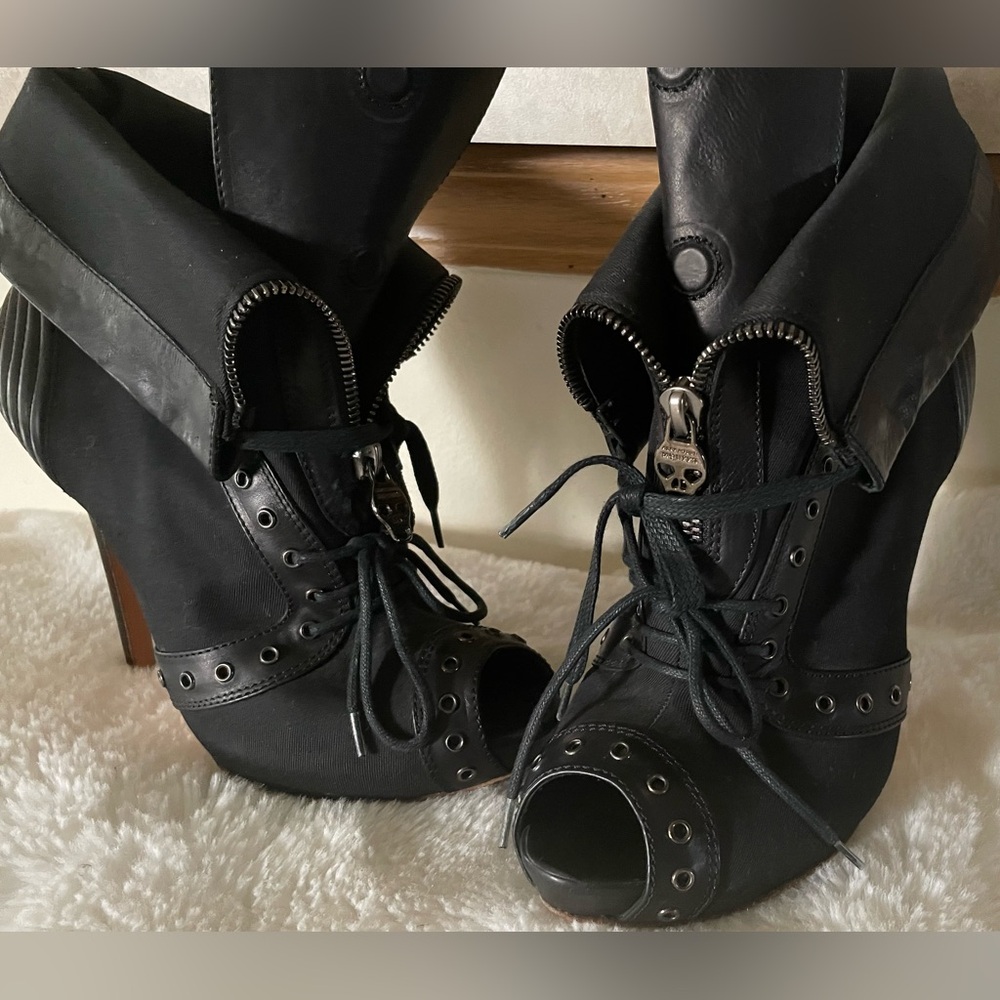 Alexander McQueen peep toe ankle boots